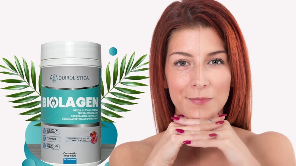 Mujer comparativa tomando colágeno Biolagen y sin tomar colágeno