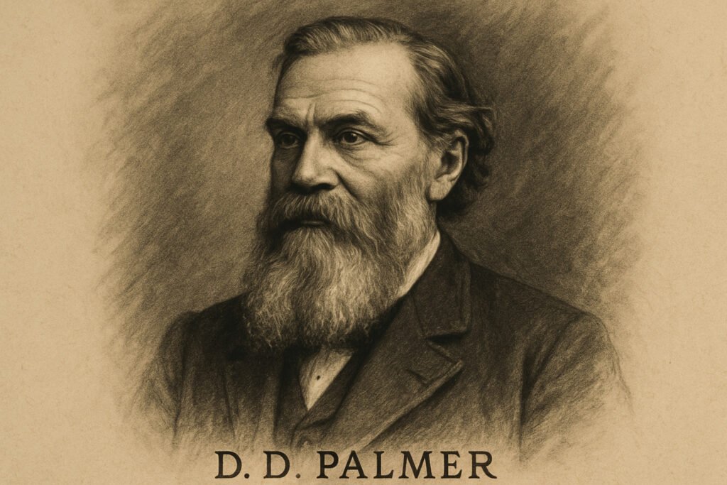 retrato de D.D. Palmer o ilustración artística de su primer ajuste a Harvey Lillard.