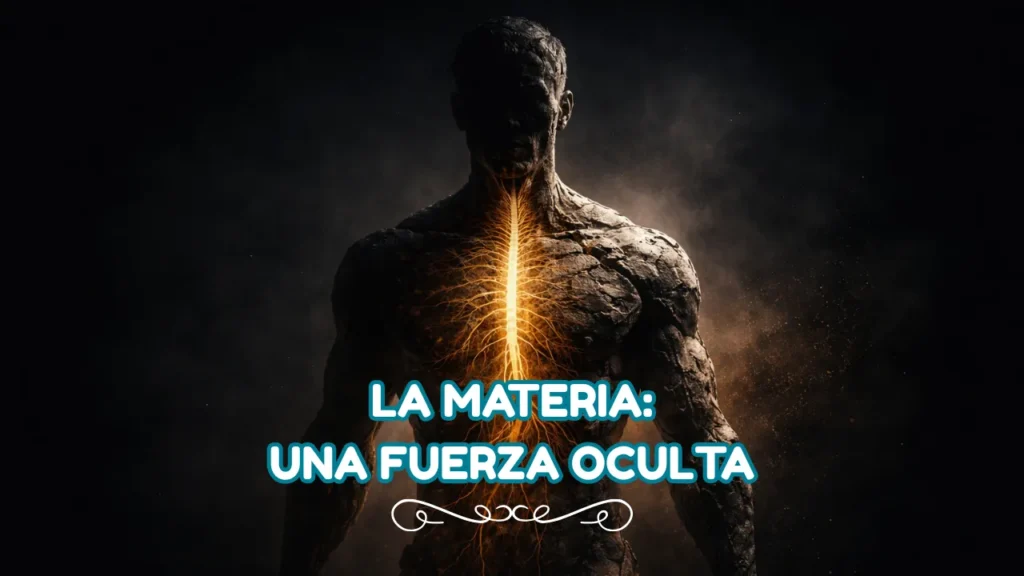 hombre cósmico de rocas mirando hacia el frente y su columna vertebral se marca con un rayo amarillo